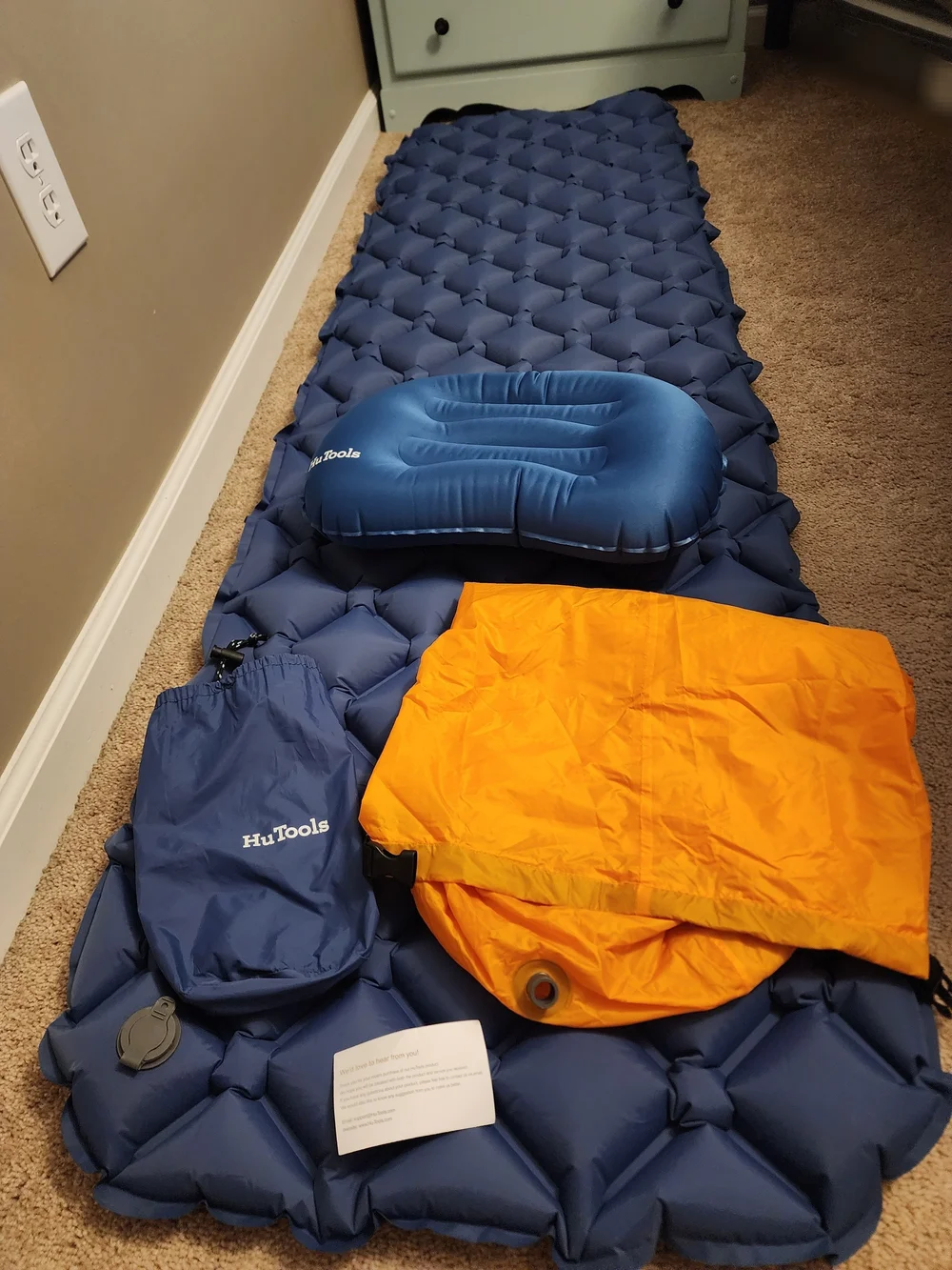 Inflatable HuTools Navy Blue Camping Sleeping Pad - Lightweight Air Mattress